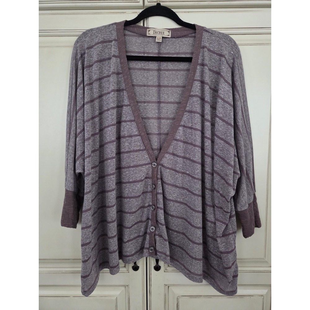 Decree Striped Cardigan Womens Xl Lagenlook Layers Heathered‎ Brown